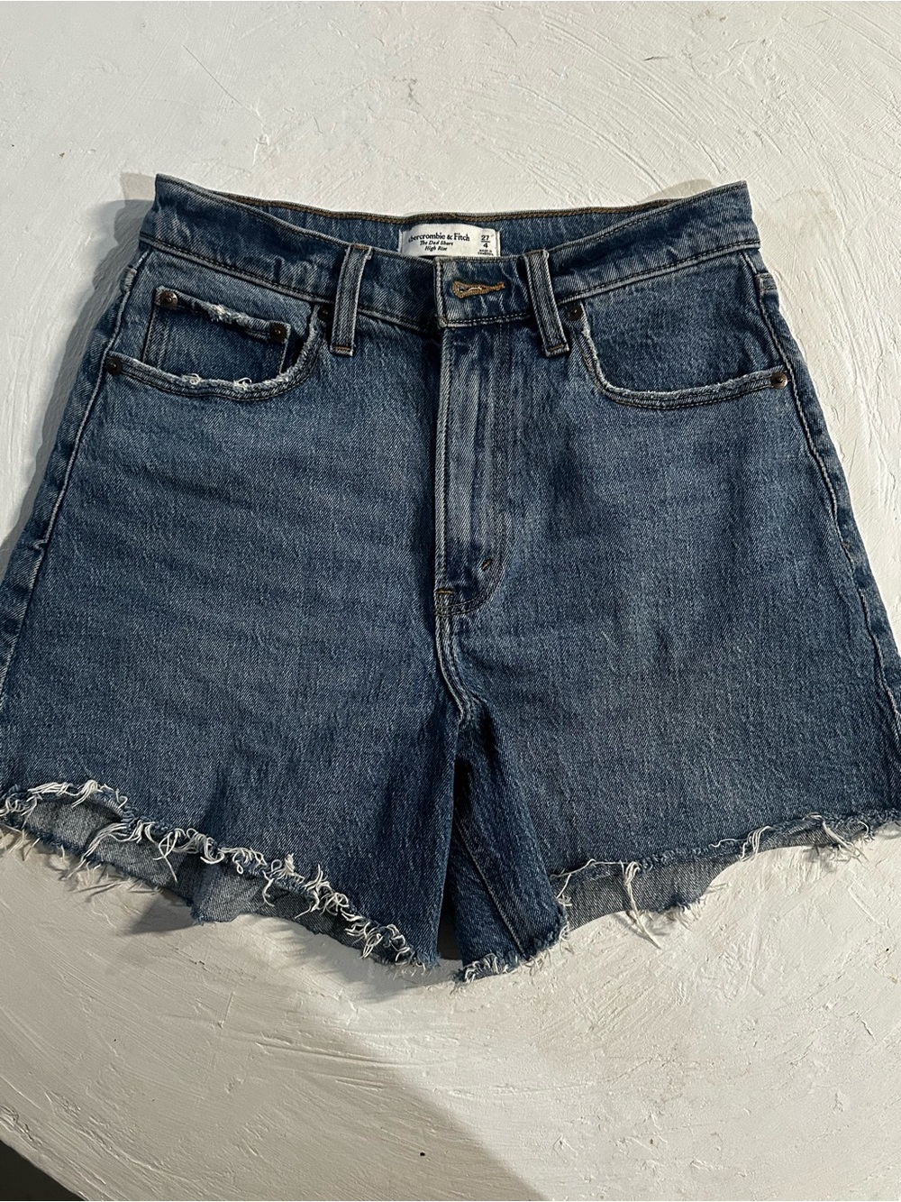Abercrombie & Fitch The Dad Short High Rise Jean Shorts Waist 27 Blue